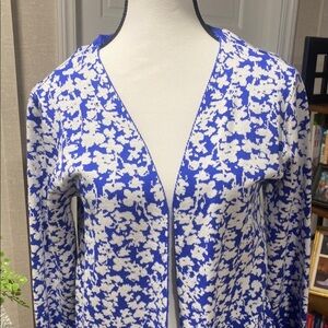 Nina Leonard Blue and White Cardigan